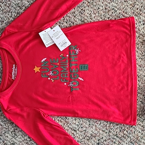 JAMMIES FOR FAMILIES GIRLS 2 PIECE "FUN LOVE FAMILY TOGETHER " SIZE XS 6/6X - Picture 2 of 13
